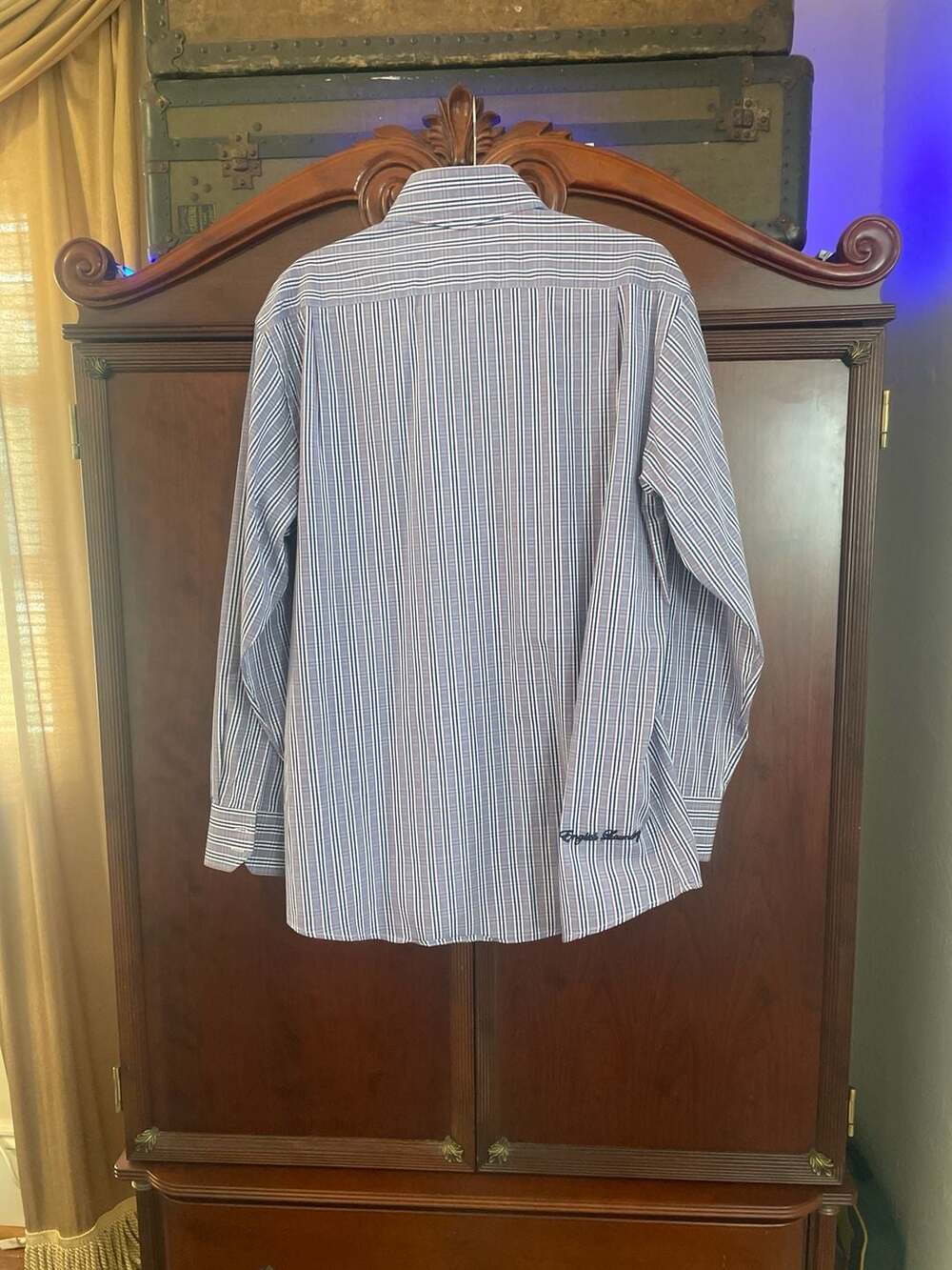 Size 17 English Laundry Men's Striped Long Sleeve Button Down Shirt with Flip Cu - Picture 6 of 7